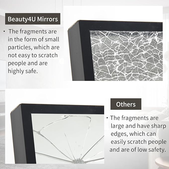 Beauty4U 76" x 34" Large Full Length Mirror with Stand, Black Wall Mounting Full Body Tempered Mirror, Metal Frame Full-Length Mirror for Living Room, Bedroom