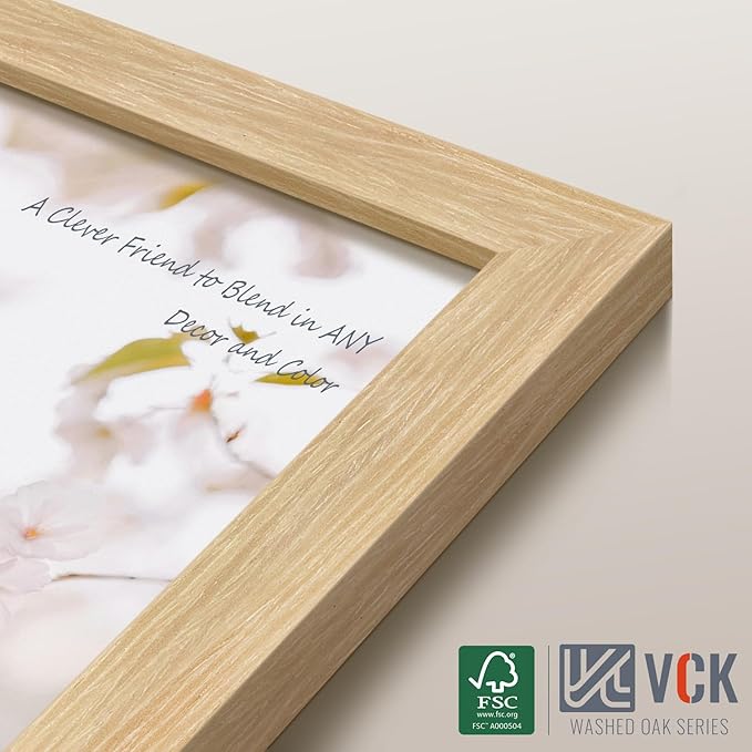 VCK 18x24 Poster Frame Set of 4 - Oak, Gallery-Quality Wood Picture Frames, 1.1-Inch Wide Border, Polished Plexiglass, Vertical or Horizontal Wall Display for Photo/Art/Prints, Natural Oak