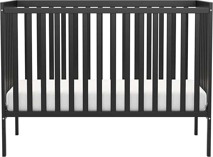 Baby Crib 5-in-1 Convertible, Wooden Nursery Cribs Converts to Toddler Bed, Daybed and Full Size Bed, 3 Adjustable Base, Non-Toxic Finish (Black)