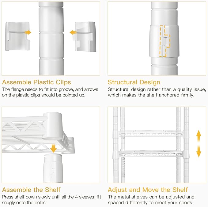 Ulif H2 Heavy-Duty Portable Closets, 4-Tier Freestanding Garment Rack Suit for Small Space and Corner, Closet Organizer System Portable Closet Wardrobe, Max Load 500 LBS, White