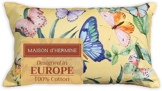 Maison d' Hermine Decorative Pillow Covers 12x20 Inch Rectangle 100% Cotton Throw Pillow Covers with Invisible Zipper for Living Room Couch, Chair, Sofas, Bedroom, Home (Hesperides - Papillon)