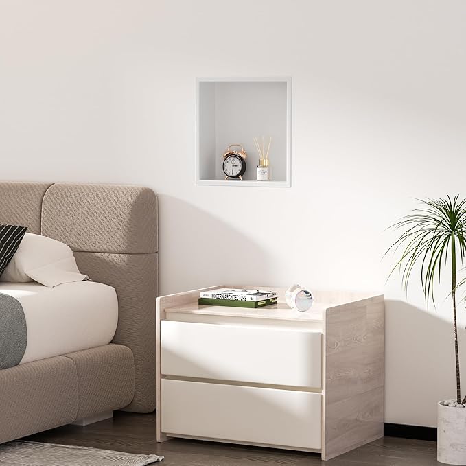 Stainless Steel Shower Niche 12" X 12", No Tile Needed Wall Niche, Recessed Shower Shelf for Bathroom Storage, Matte White