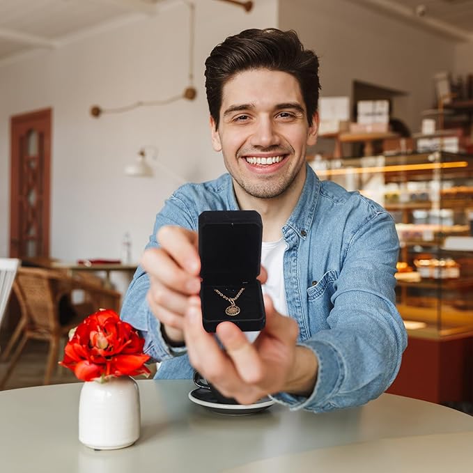 Sureio 24 Pcs Velvet Necklace Ring Boxes Bulk Earring Pendant Jewelry Gift Display Case for Proposal Anniversary Wedding Engagement Birthday Gift(Black)