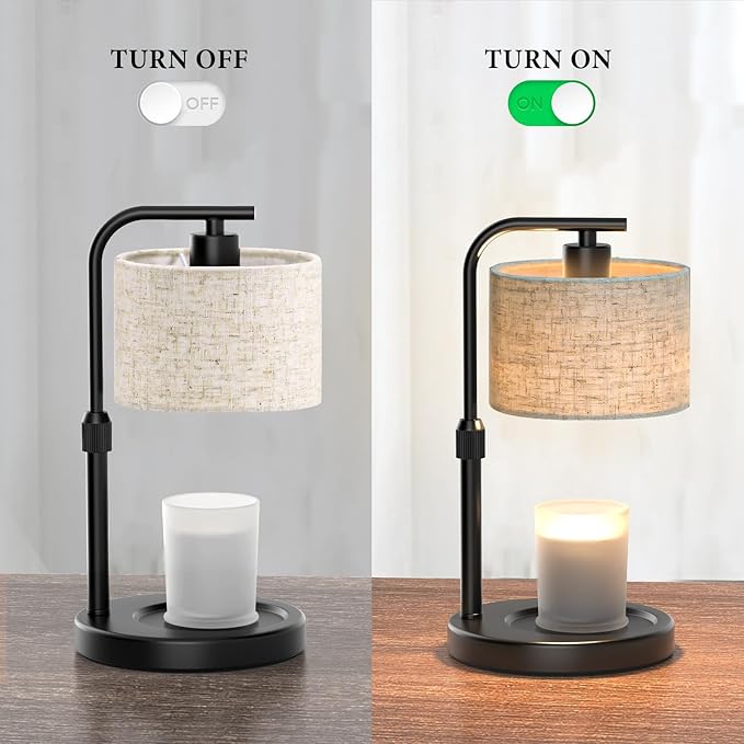 Candle Warmer Lamp with Timer Dimmer, Height Adjustable Black Electric Candle Warmer Wax Heater with 2 Bulbs, Birthday Gifts for Women Her, Mom, House Warming Gifts New Home