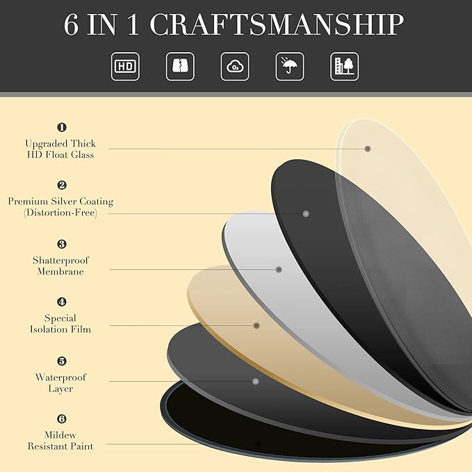 Beauty4U Arched Full Length Mirror - Standing or Leaning, Bedroom Dressing Mirror with Black Aluminum Alloy Frame, 65" x 24"