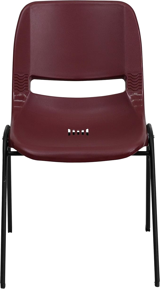 EMMA + OLIVER Burgundy Ergonomic Shell Student Stack Chair - Classroom/Guest Chair