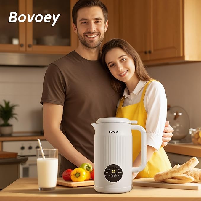 Nut Milk Maker Machine, Automatic Nut Milk Maker Almond Homemade Milk, Plant-Based Milk Almond Milk Maker, 40oz Soy Milk Maker Delay Start/Self Clean/Boil Water/Keep Warm (White)