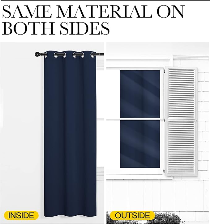 NICETOWN Blackout Draperies Curtains, Navy, 1 Pair, 42 x 78 inches, All Season Thermal Insulated Solid Grommet Top Blackout Curtains/Drapes for Kid's Room