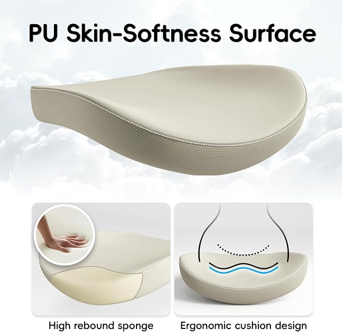 Home Office Ergonomic Chair-Computer PU Leather X-Shaped Desk Chair-Gaming Chair with Adjustable Flip-up Armrests Lumbar Support Mesh Executive Chair for Long Hours Office (Beige)