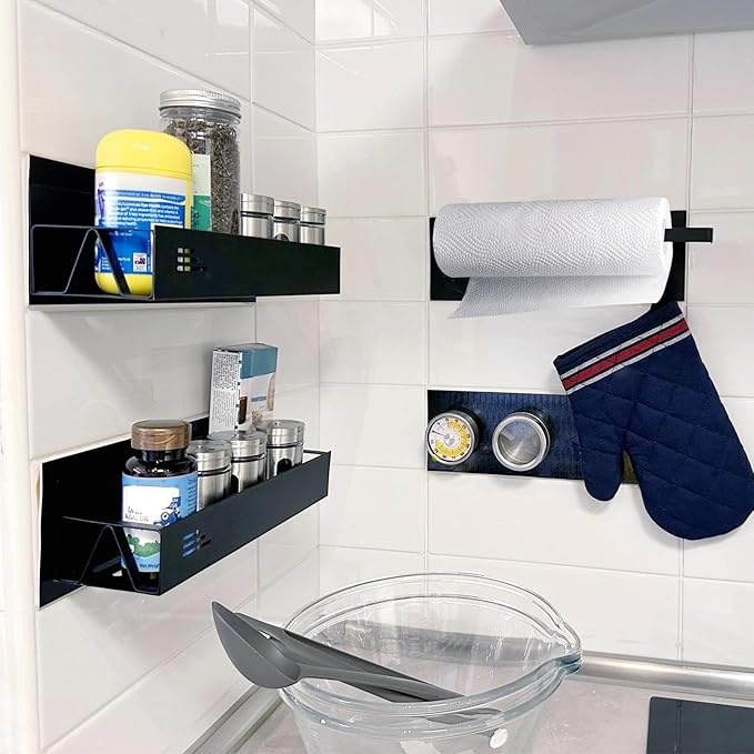 3 Pack Magnetic Spice Racks, Wall-mounted Kitchen Storage Shelves,Organizer for Kitchen Storage.