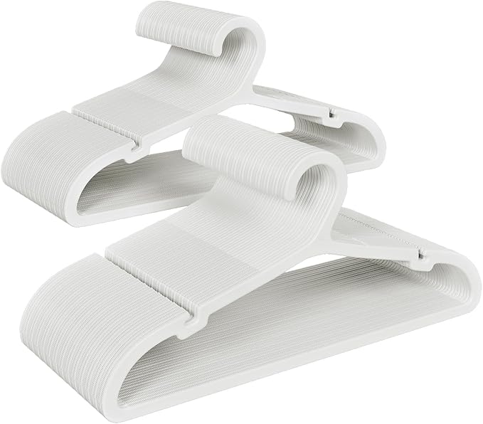 80 Pack Clothes Hangers, Non Slip Plastic Coat Hangers, Space Saving Hangers, Heavy Duty, Hanging Dry Wet Clothes, 16.4" x 8.3", White, UAPY0580W