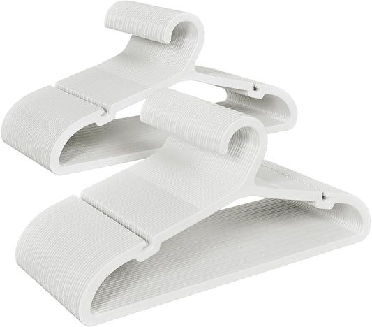 80 Pack Clothes Hangers, Non Slip Plastic Coat Hangers, Space Saving Hangers, Heavy Duty, Hanging Dry Wet Clothes, 16.4" x 8.3", White, UAPY0580W
