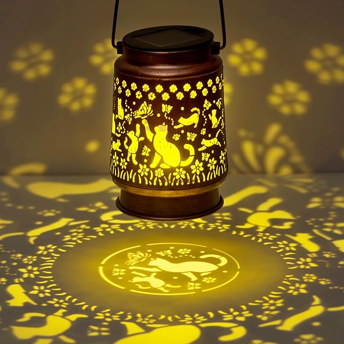 Styleonme Cat Lover Solar Light, Mother's Day Lantern Gift for Mom Grandma Women Sister, Hanging Image Cats Lanterns, Yard Corridor Garden Decor, Thanksgiving Day, Birthday Gifts