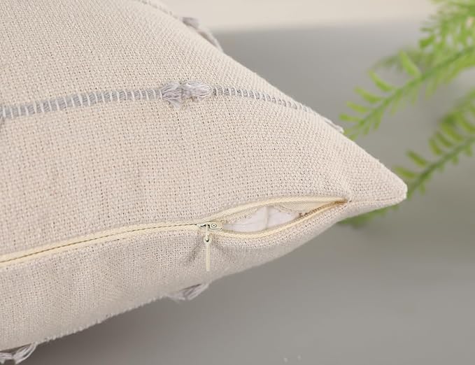 Long Lumbar Throw Pillow Cover 14x36,Stripe Pattern Cotton Grey Boho Extra Long Decorative Pillow Cover Pillow Case Cushion Cover for Bed Sofa Couch Farmhouse,Skinny Modern Accent