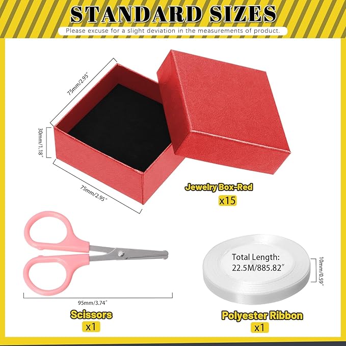 Glarks 17pcs 2.95 x 2.95in Jewelry Gifts Boxes Kit, Red Fan Shaped Jewelry Boxes for Ring Earring Jewelry, Christmas, Birthday, Anniversaries, Valentine’s Day, Mother’s Day and Other Festivals