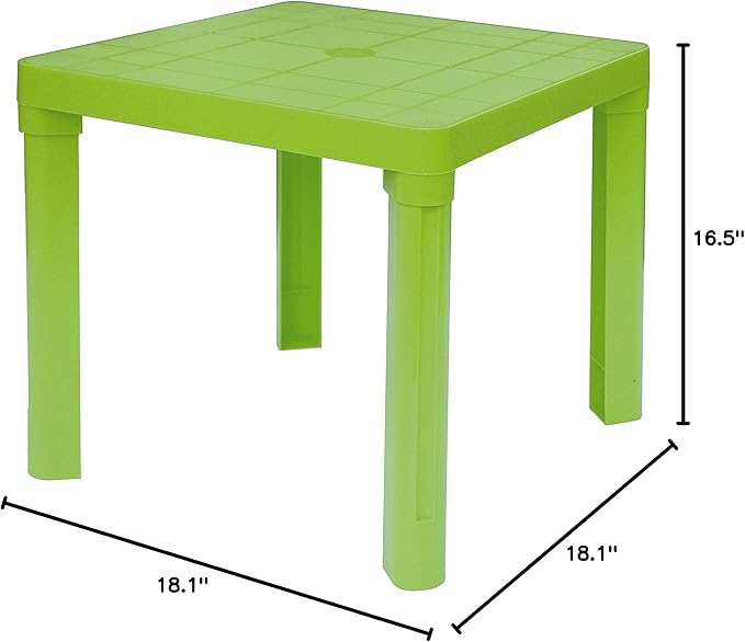 Baby Lulu Children's Light Poly Play Table - 18.1" x 18.1" Storable - Made in Italy - Green
