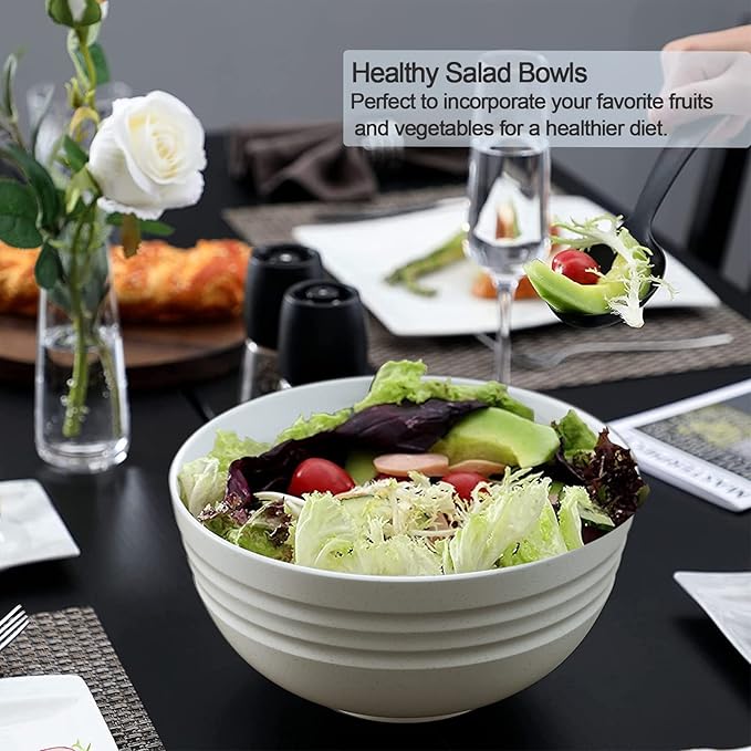 Homestockplus 【Non Ceramic】 68 Oz Salad Bowls,Large Serving Bowls 6 Pcs Unbreakable Ramen Bowl for Salad,Soup,Ramen,Noodle,Oatmeal,Snack Apply to Kitchen, Freezer,Dishwasher & Microwave Safe