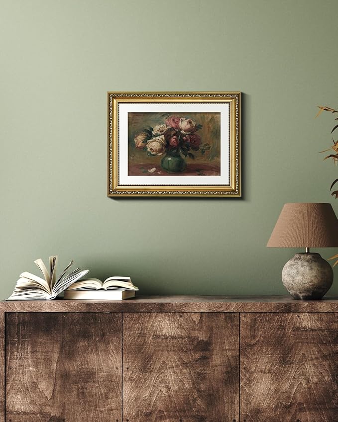 VIYYIEA Gold Framed Wall Art Canvas Print Home Decor Flower Art Vintage Botanical Prints Rustic Farmhouse Wall Decor Mid Century Art Prints Floral Room Decor Wall Pictures Living Room Bedroom 11x14in