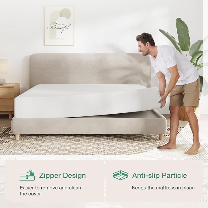 Novilla Queen Size Mattress, 10 Inch Memory Foam Mattress Queen for Pressure Relief & Comfort Sleep, Removable Washable Cover,CertiPUR-US Certified, Plush