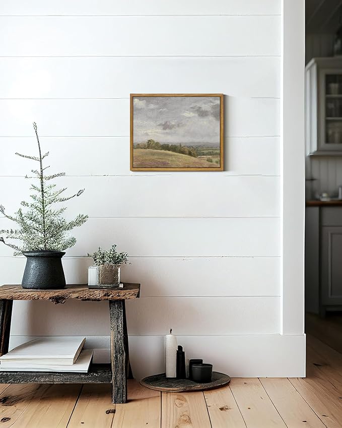 InSimSea Framed Canvas Wall Art Vintage Decor, Landscape Canvas Wall Art, Farmhouse Wall Art for Living Room, Rolling Hills Wall Painting Pictures for Bedroom Wall Decor, 9"x11"