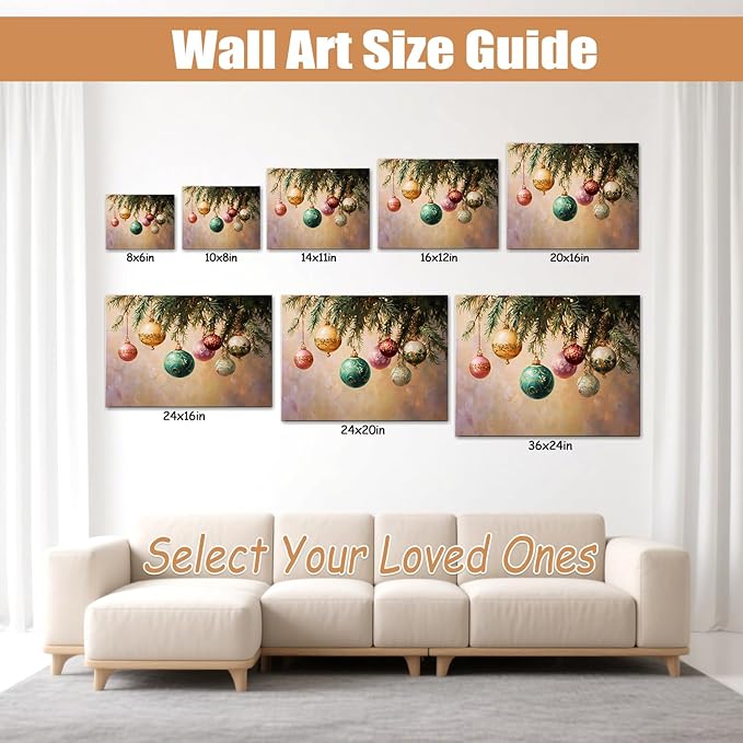 Vintage Holly Garland Christmas Canvas Wall Art - Rustic Christmas Wall Decor Framed Canvas Prints for Living Room & Office, Timeless Christmas Gifts & Winter Wall Decor