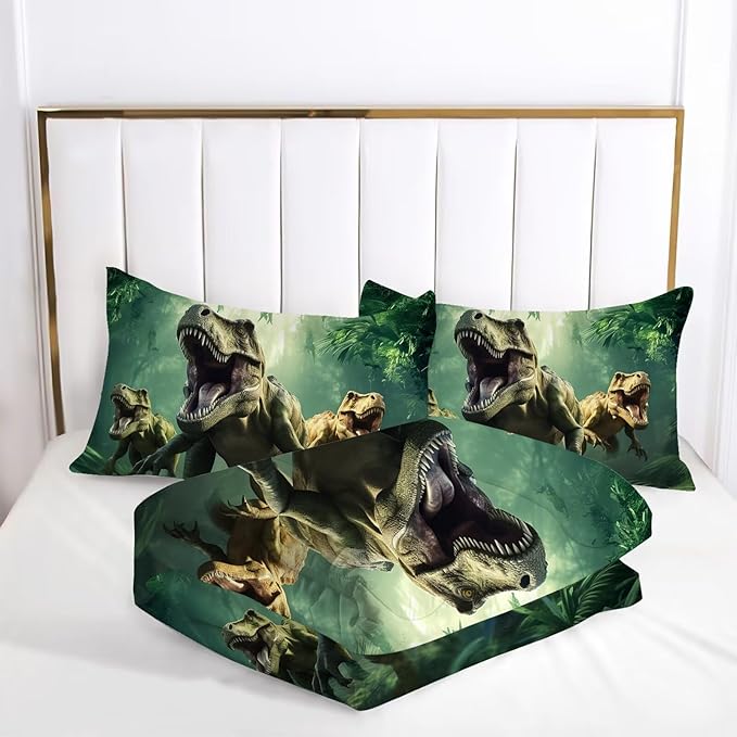 Dino Bedding Set Queen Size for Boys Dino Comforter for Kids 3 Pieces Dinosaur Comforter Set for Home Decor