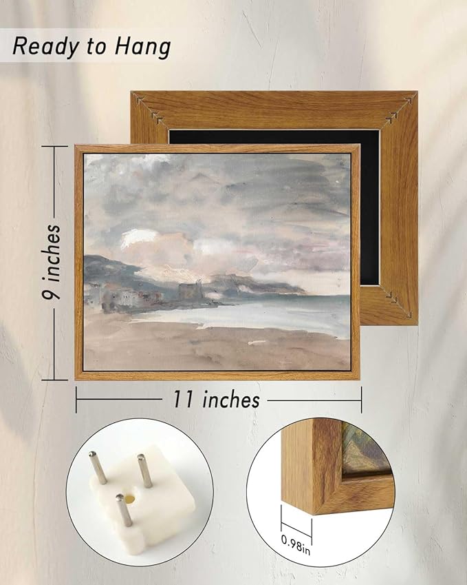 InSimSea Framed Wall Art for Living Room Vintage Decor Coastal Seaside Landscape Abstract Canvas Prints Wall Decorations 9x11in