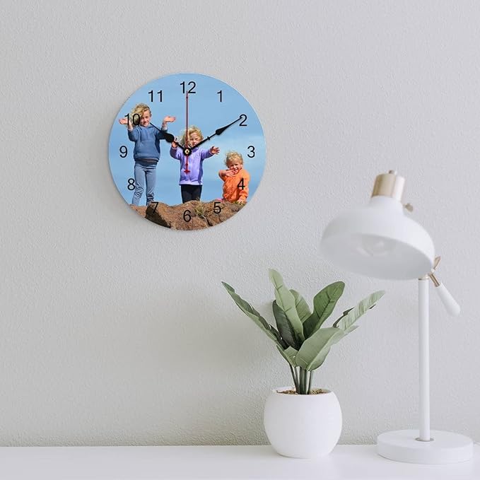 Custom Wall Clock, Personalized Wall Clock with Photo/Image Text Non-Ticking Clock Silent Customized Digital Wall Clocks Customized Gift for Living Room Kitchen Bathroom Home Decor 15.75''