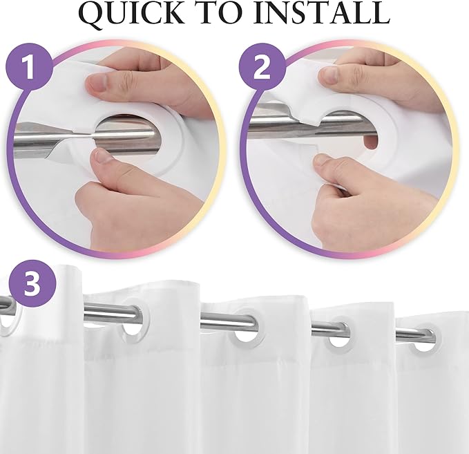 No Hook Long Shower Curtain or Liner Soft Microfiber - 78" Length Fabric Shower Curtain Liner Set, Machine Washable & Water Repellent, White, 71x80