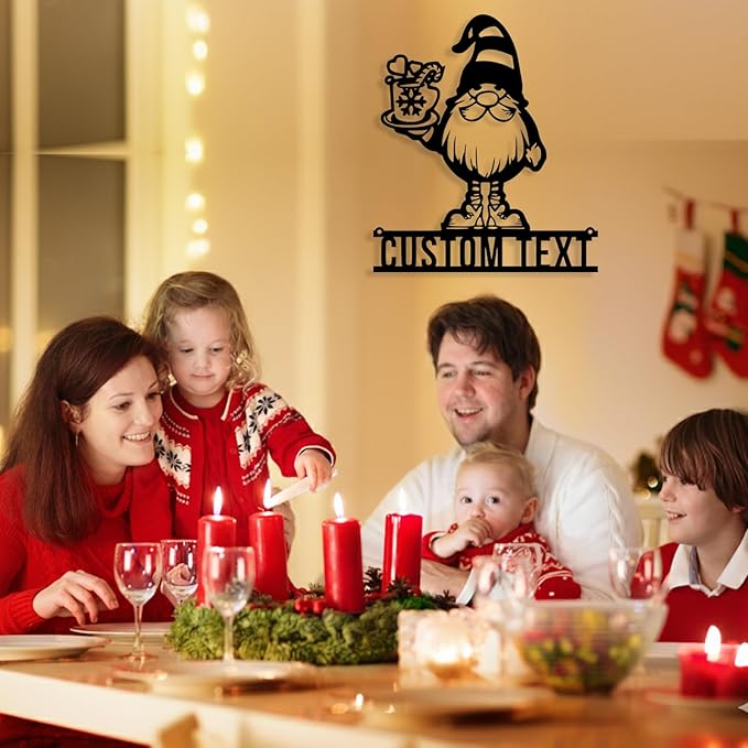 Personalized Christmas Theme Metal Sign, Custom Name Santa Claus Sign Wall Decor, Merry Christmas Tree Signs Outdoor Wall Decoration for Home Living Room, Bedroom, Office, Garden, Porch