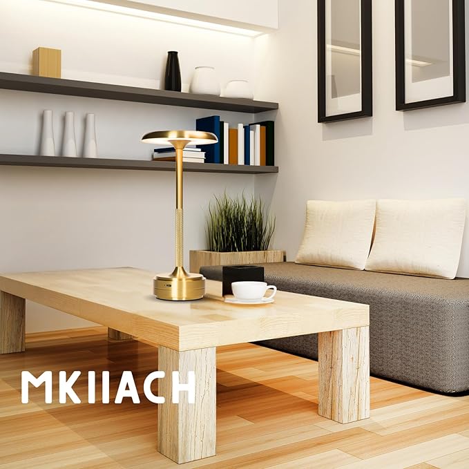 Small Table Lamp With 5200mah Battery - Rechargeable Desk Lamp For Cozy Nights, Usb-C Fast Charging & Stepless Dimming, Cordless Table Lamp With 3 Lighting Modes For Bedroom, Office & Travel(Gold)