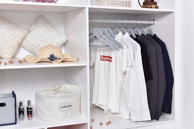 Quality Wooden Hangers - Slightly Curved Hanger Set of 80-Pack - Solid Wood Coat Hangers with Stylish Chrome Hooks - Heavy-Duty Clothes, Jacket, Shirt, Pants, Suit Hangers (Gray, 80)