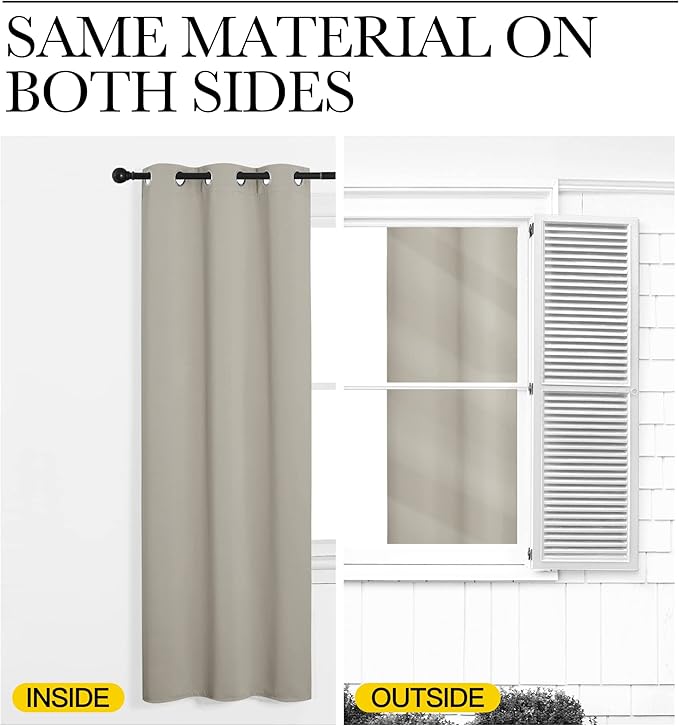 NICETOWN Room Darkening Curtain Panels, Baby Room Curtains 95 inches Long, Privacy Draperies for Living Room (Natural, 42 inches Width, 1 Pair)