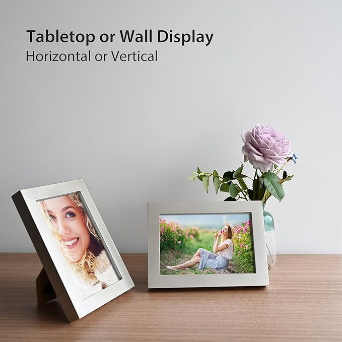 KINLINK 4x6 Picture Frame Light Grey, Solid Wood Frames with Acrylic Plexiglass for Pictures 3.5x5 with Mat or 4x6 without Mat, Tabletop and Wall Display Photo Frame, Set of 4