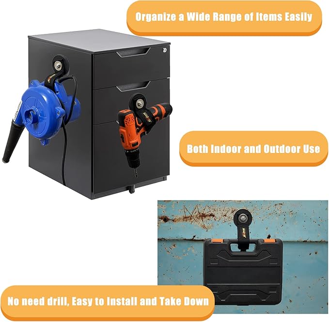 Heavy Duty Magnetic Hook, Magnetic Tool Holder, Magnetic Garage Hooks, Extension Cord Strap for Cable, Rope, Wire Storage in Garage,Workshop,RV,Pick-up(Dia.2.59" Magnet * 4Pcs)