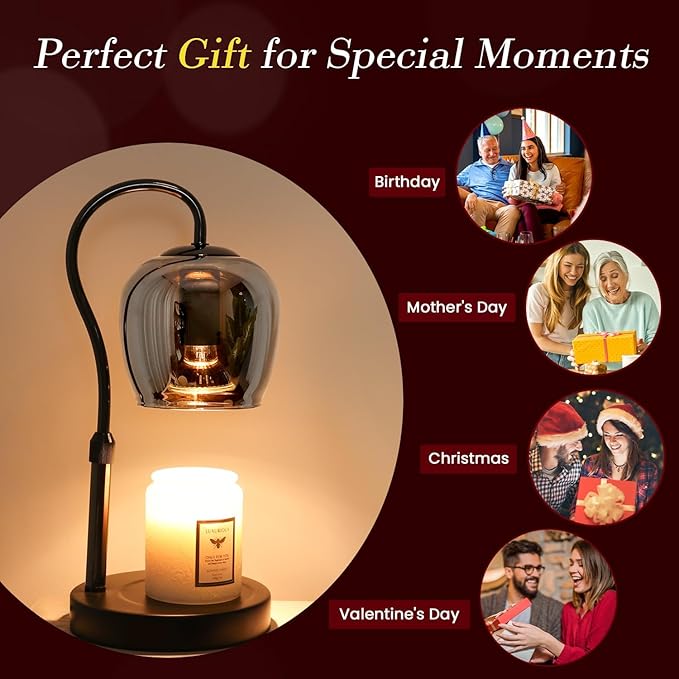 Candle Warmer Lamp with Timer & Dimmer, Ideal Mother's Day, Birthday Gifts for Mom, Wife, Women, Friends, Teacher Appreciation Gifts, Elegant Home & Bedroom Decor Lamp