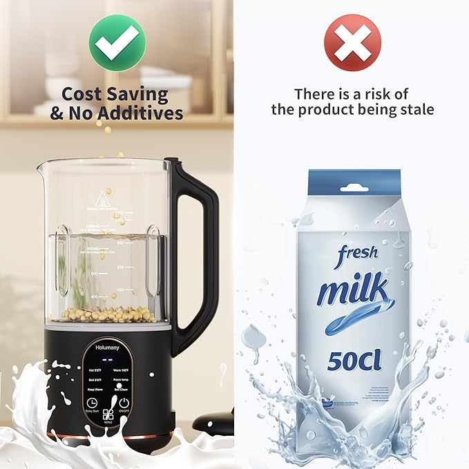 Nut Milk Maker, 35oz Automatic Milk Maker for Homemade Almond, Oat, Soy Milk, Plant-Based Milk and Non-Dairy Beverages, Milk Maker Machine with Delay Start/Keep Warm/Self Clean/Boil Water