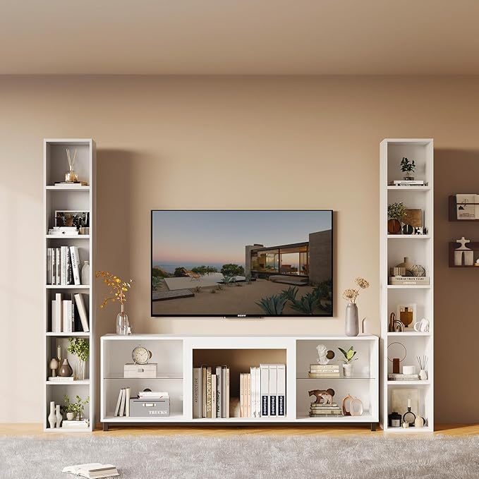 oneinmil 71.5" Tall Narrow Bookshelf, 6-Tier Cube Display Rack, Modern Corner Bookshelf with Storage Space, CD Storage Cabinet for Home Office (White 1 Pack, 6-Tier)