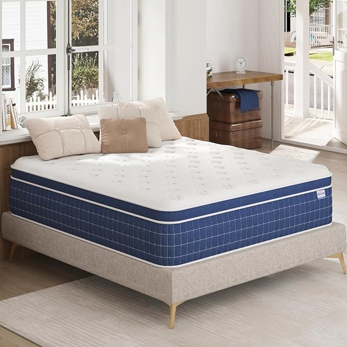 King Size Mattress, 12 Inch Medium Firm King Mattress in a Box, Hybrid Mattresses With High Density Gel Memory Foam & Independent Pocket Springs for Motion Isolation & Edge Support, Release Stress
