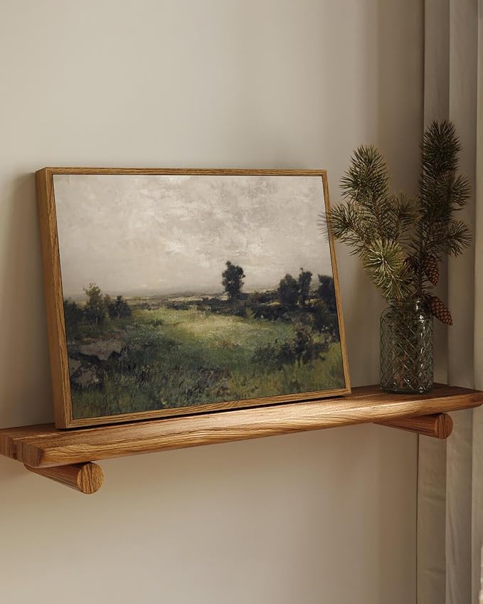 InSimSea Framed Canvas Wall Art Vintage Decor, Wilderness Landscape Painting Pictures for Bedroom Wall Decor, Vintage Wall Art for Living Room, Wall Art Farmhouse Dining Room Decor, 12"x16"