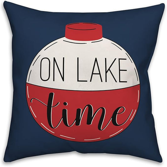 On Lake Time Indoor/Outdoor Pillow | Decorative Pillows for Living Room Couch Bed Sofa Patio, Fluffy Soft Cushion | Water Resistant Red, 18x18