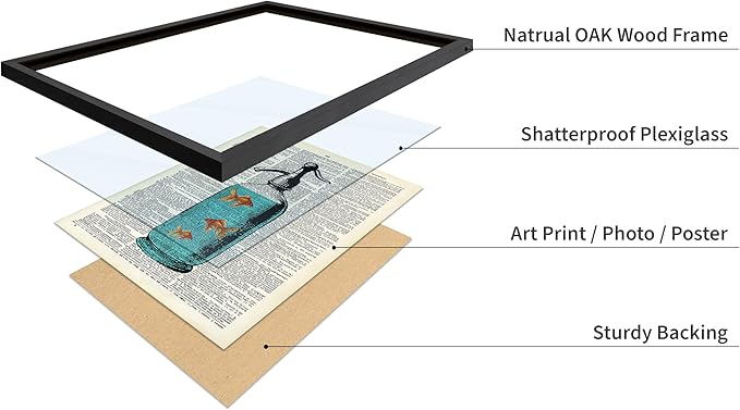 Poster Master Dictionary Art Poster - Goldfish Bowl Print - Fish Art - Aquarium Art - Gift for Men, Women & Animal Lover - Minimal Decor for Living Room, Bathroom or Office, 11x14 Black Framed