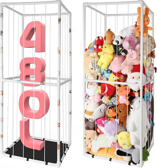 Extra Large Stuffed Animal Storage for Corner Organizer,Premium PVC Material with Elastic Cord Hold Up to 250 Plush Toys,Stuffed Zoo Animal Holder and Collection for Playroom