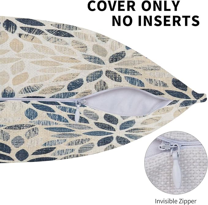 Dahlia Pillow Covers 20x20 Inch Set of 2 Summer Rust Geometric Flower Outdoor Decorative Throw Pillows Farmhouse Navy Blue Pillow Case Linen Square Cushion Cover for Home Sofa Bedroom Living Room