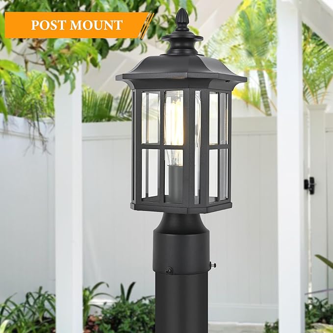 Outdoor Post Lights Outdoor Lamp Post Light Fixture Aluminum with Glass, Post Lamps Outdoor Light Posts for Outside Patio Yard Garden