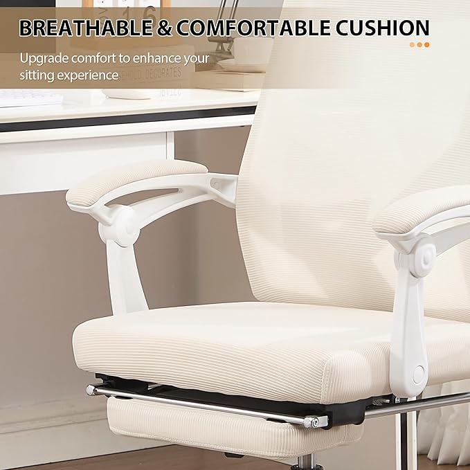 Qulomvs Ergonomic Office Chair with Massage&Heated Lumbar Support, Kneading Massage Office Chair with Foot Rest, Reclining Home Office Desk Chair 90-135 Adjustable Mesh Computer Desk Chair with Wheels