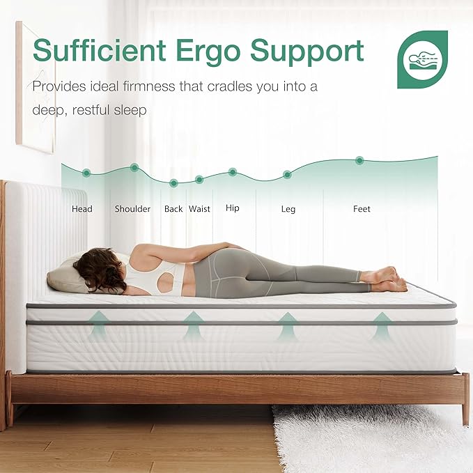 Novilla King Mattress, 10 inch Hybrid Mattress King Size for Back Pain Relief & Support, King Size Mattresses in a Box with Comfortable Foam & Individually Pocket Spring, Certipur-Us Certified