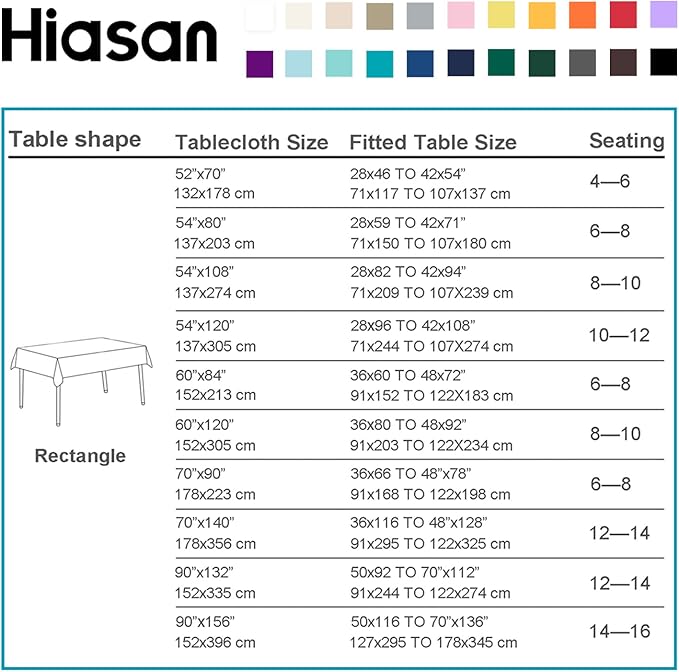 Hiasan Light Gray Rectangle Tablecloth - Waterproof Spillproof and Wrinkle Resistant Washable Polyester Table Cloth for Dining Party, 60 x 60 inch