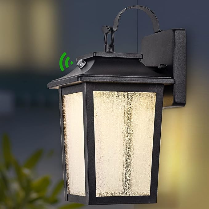 LED Dusk to Dawn Outdoor Lighting - 2 Packs Outdoor Wall Lights for House, 13W 3000K LED Outside Porch Lantern, Black Exterior Wall Sconce for Garage Doorway Garden, 100% Waterproof Anti-Rust