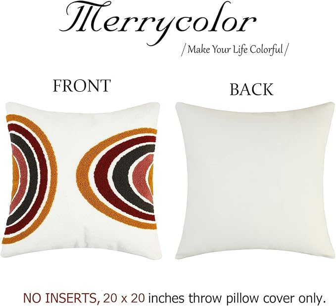 Merrycolor Boho Abstract Throw Pillow Covers 20x20 Tufted Sun Pillow Covers Colorful Mid Century Modern Pillow Covers Boho Pillows Decorative Throw Pillow Case for Bed Couch Living Room,1PC